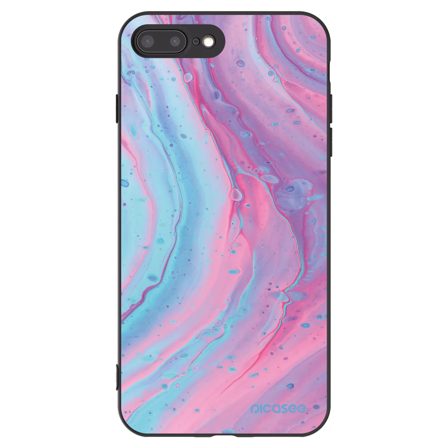 Picasee husă neagră din silicon pentru Apple iPhone 8 Plus - Pink liquid