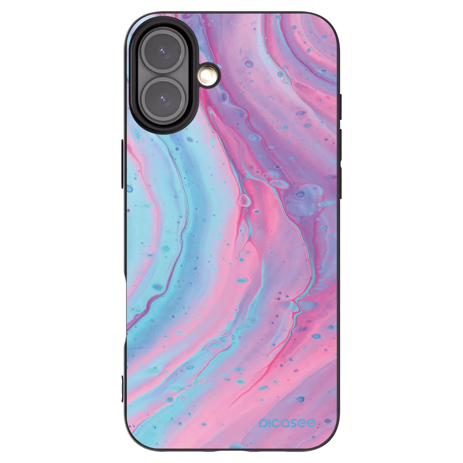 Picasee husă neagră din silicon pentru Apple iPhone 16 Plus - Pink liquid
