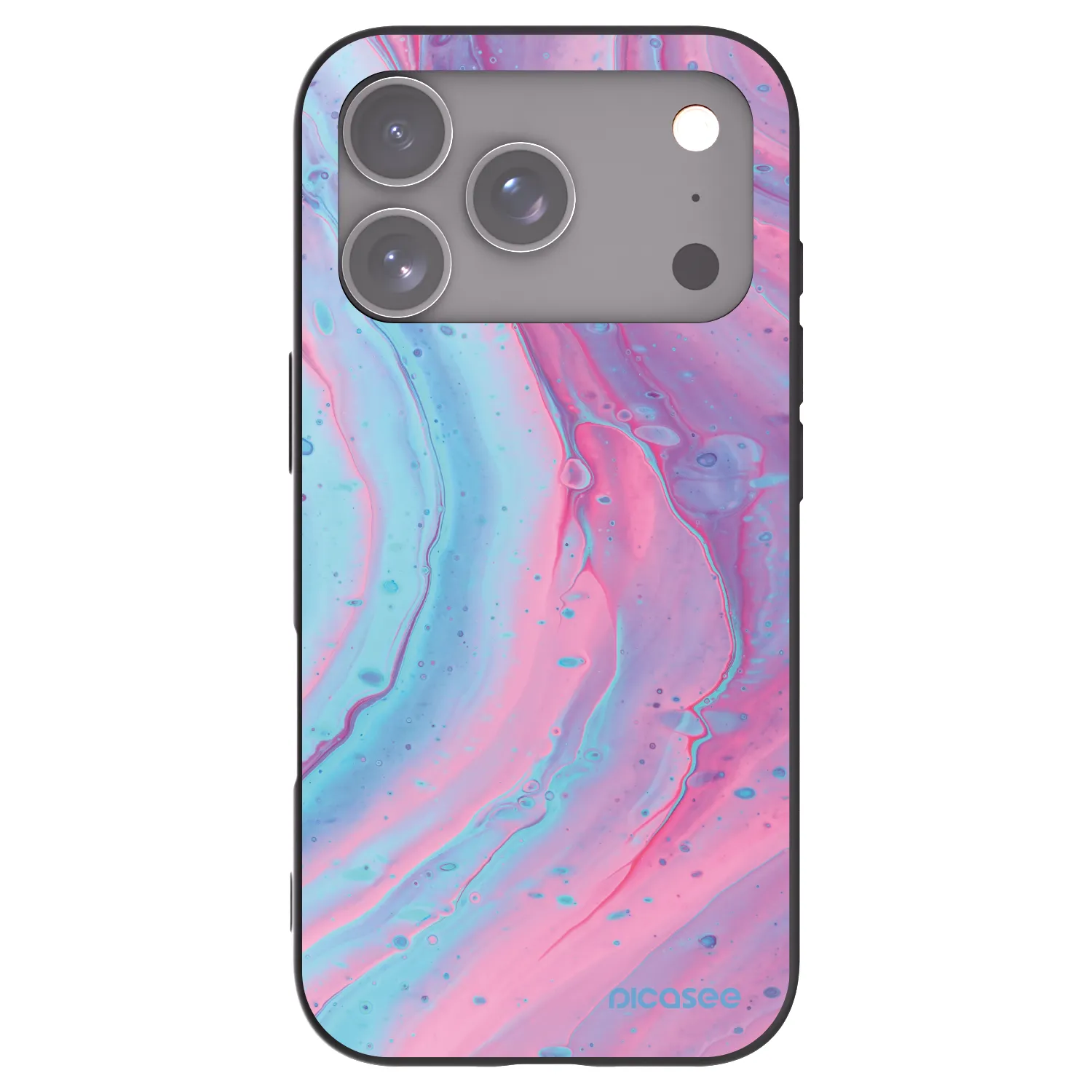 Picasee husă neagră din silicon pentru Apple iPhone 17 Pro - Pink liquid