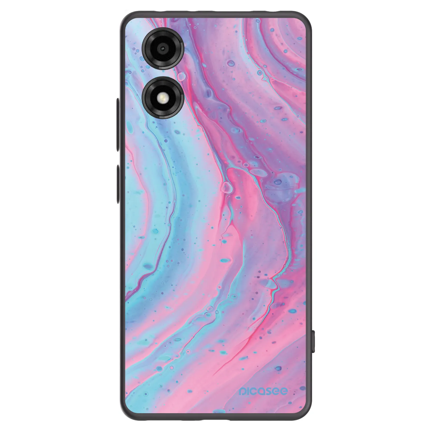 Picasee husă neagră din silicon pentru Motorola Moto E14 - Pink liquid