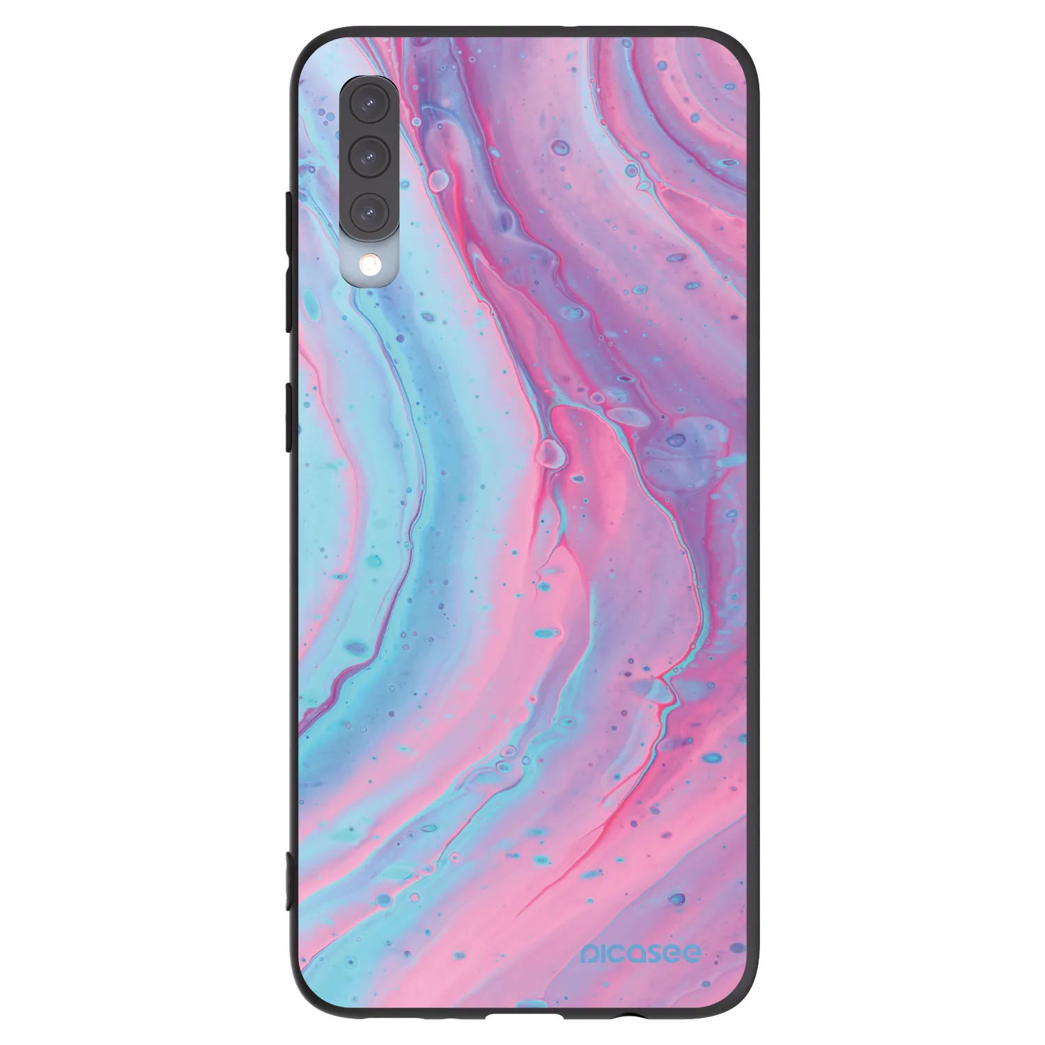 Picasee husă neagră din silicon pentru Samsung Galaxy A70 A705F - Pink liquid