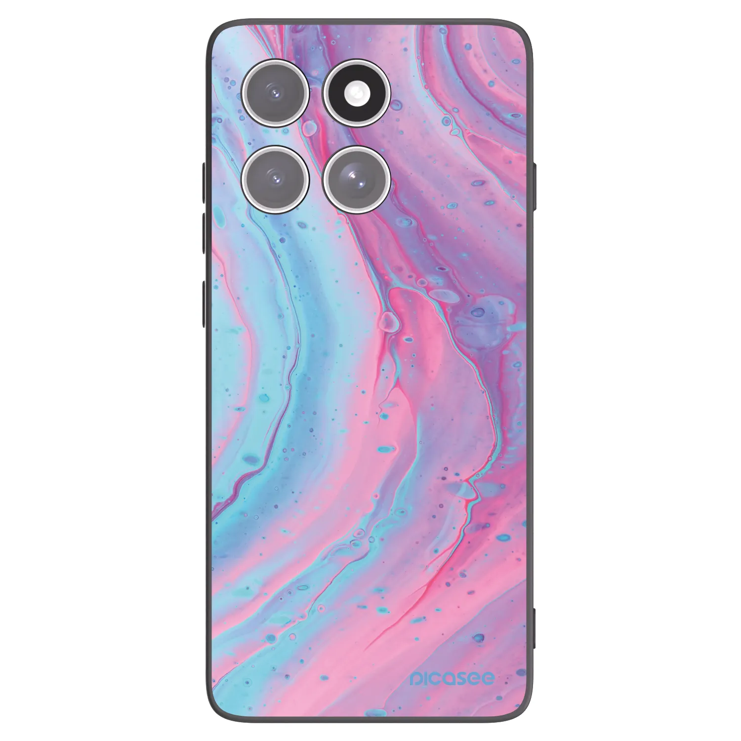 Picasee husă neagră din silicon pentru Motorola Edge 60 Fusion - Pink liquid