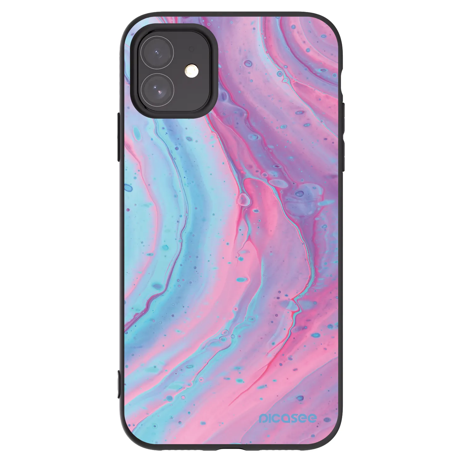 Picasee husă neagră din silicon pentru Apple iPhone 11 - Pink liquid