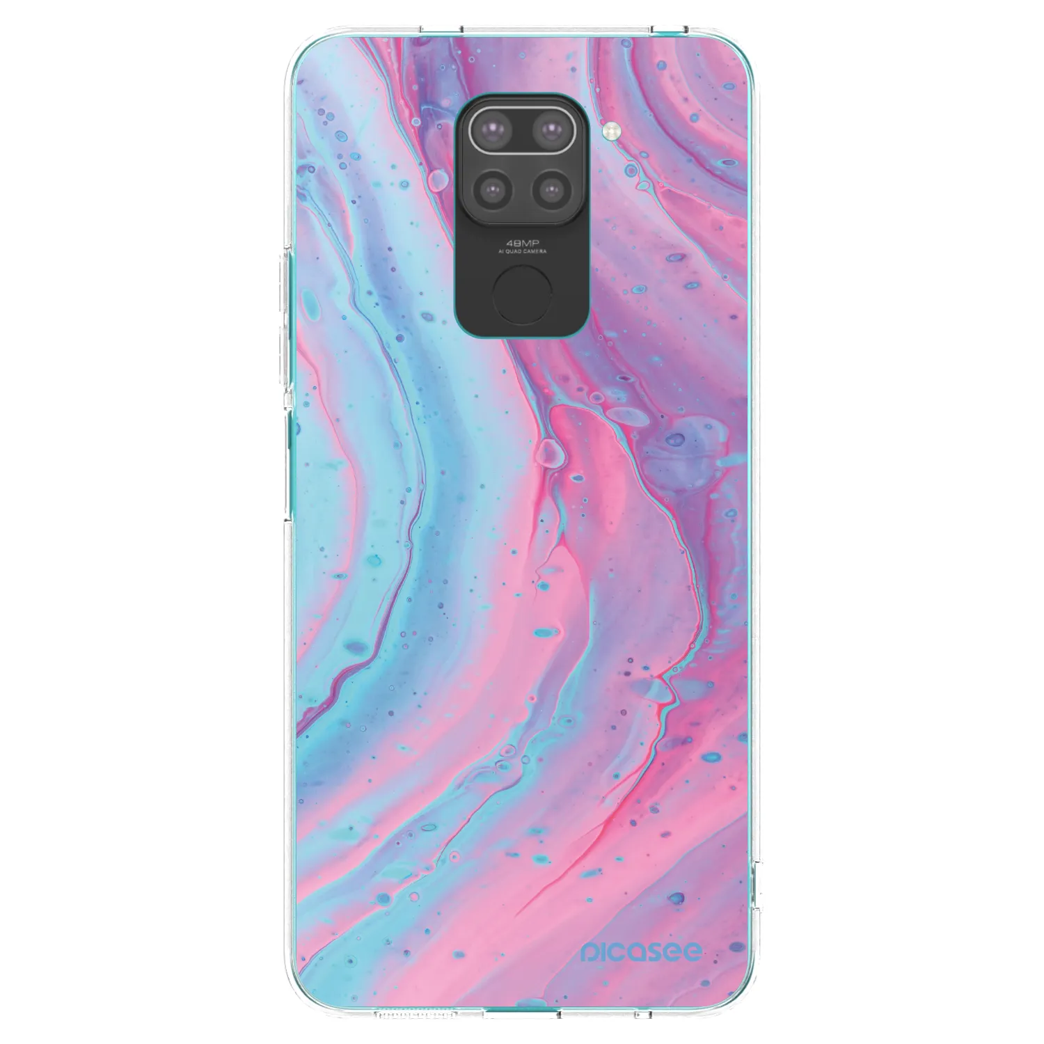Picasee husă neagră din silicon pentru Xiaomi Redmi Note 9 - Pink liquid