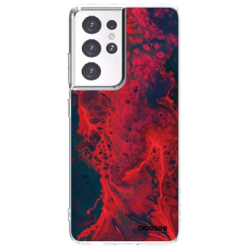 Picasee husă transparentă din silicon pentru Samsung Galaxy S21 Ultra 5G G998B - Organic red