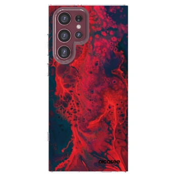 Picasee husă transparentă din silicon pentru Samsung Galaxy S22 Ultra 5G - Organic red
