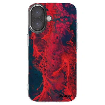 Picasee husă transparentă din silicon pentru Apple iPhone 16 - Organic red
