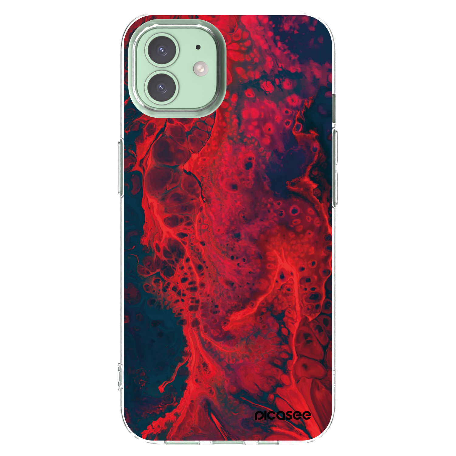 Picasee husă transparentă din silicon pentru Apple iPhone 12 - Organic red