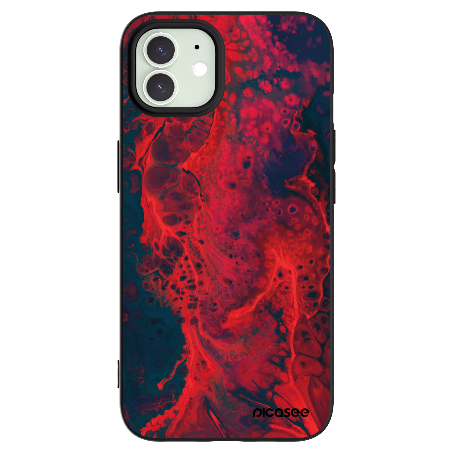 Picasee husă neagră din silicon pentru Apple iPhone 12 Pro - Organic red