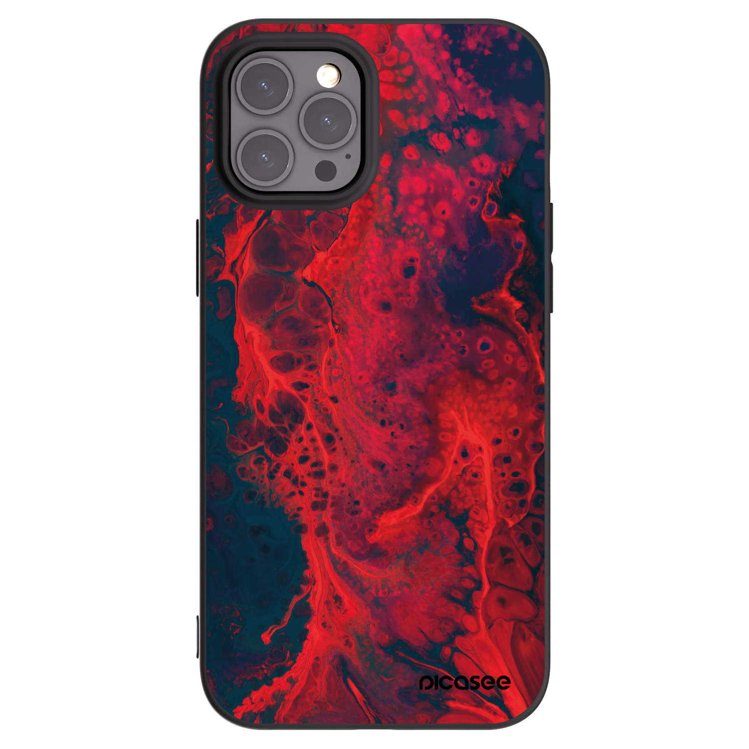 Picasee husă neagră din silicon pentru Apple iPhone 12 Pro Max - Organic red