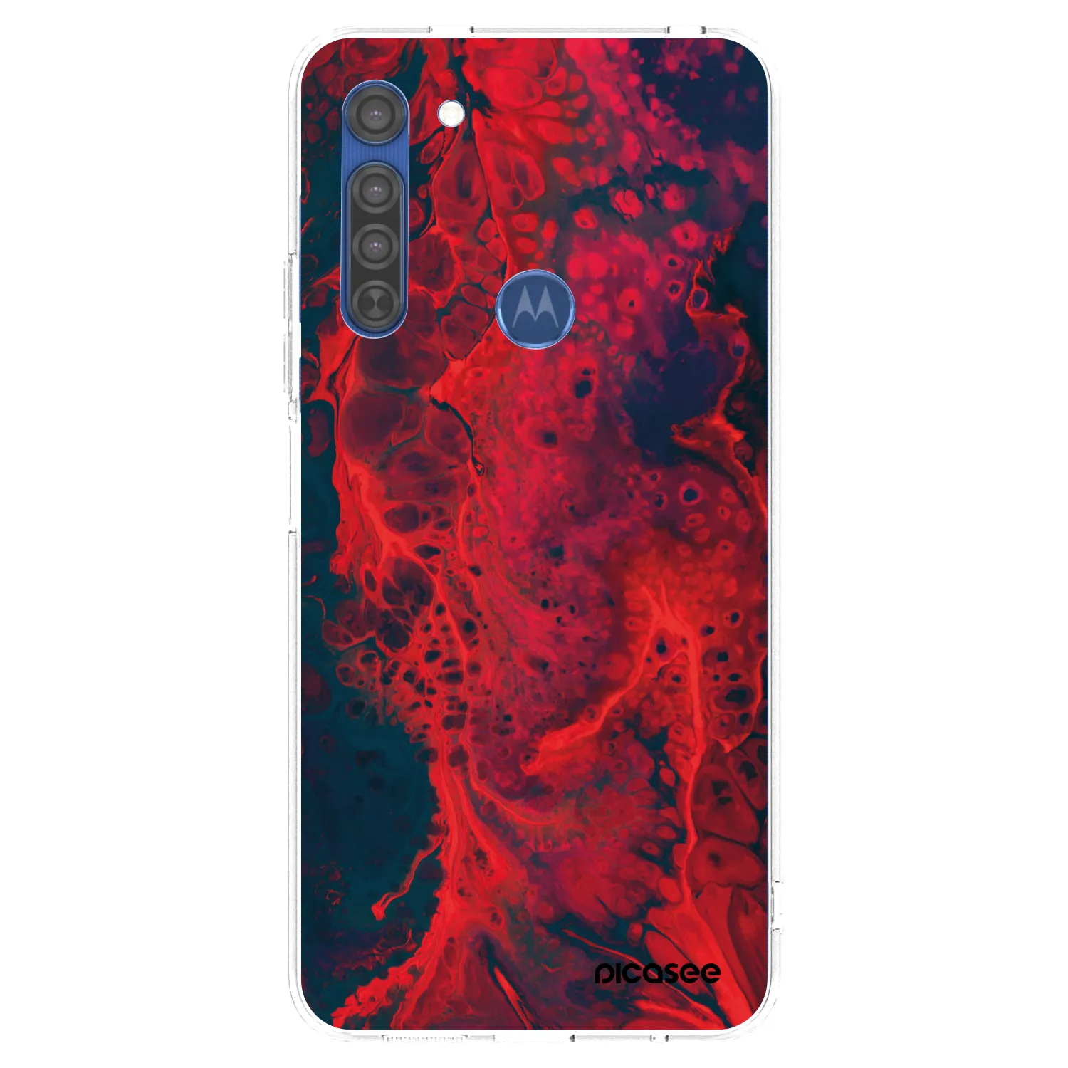 Picasee husă transparentă din silicon pentru Motorola Moto G8 - Organic red