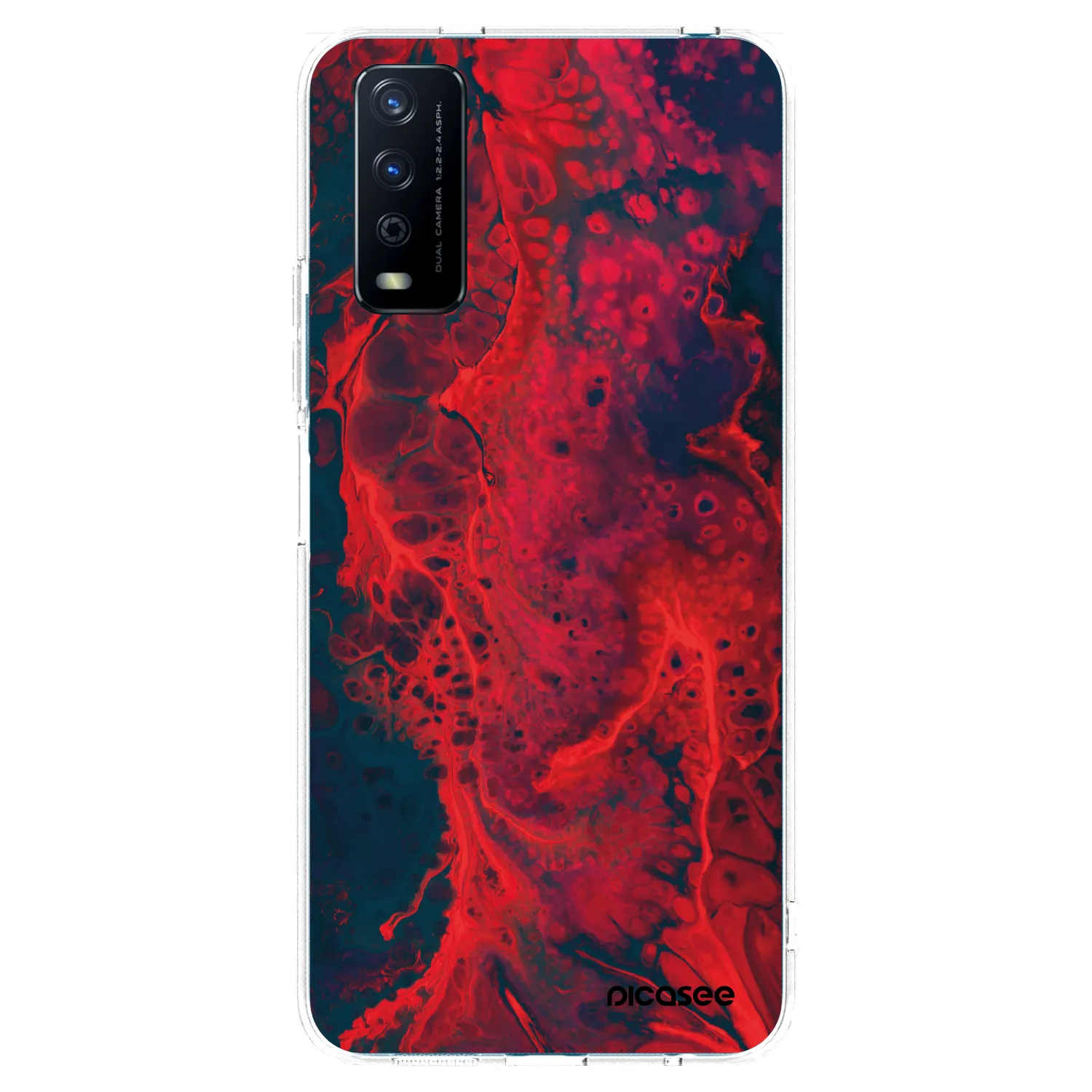 Picasee husă transparentă din silicon pentru Vivo Y11s - Organic red