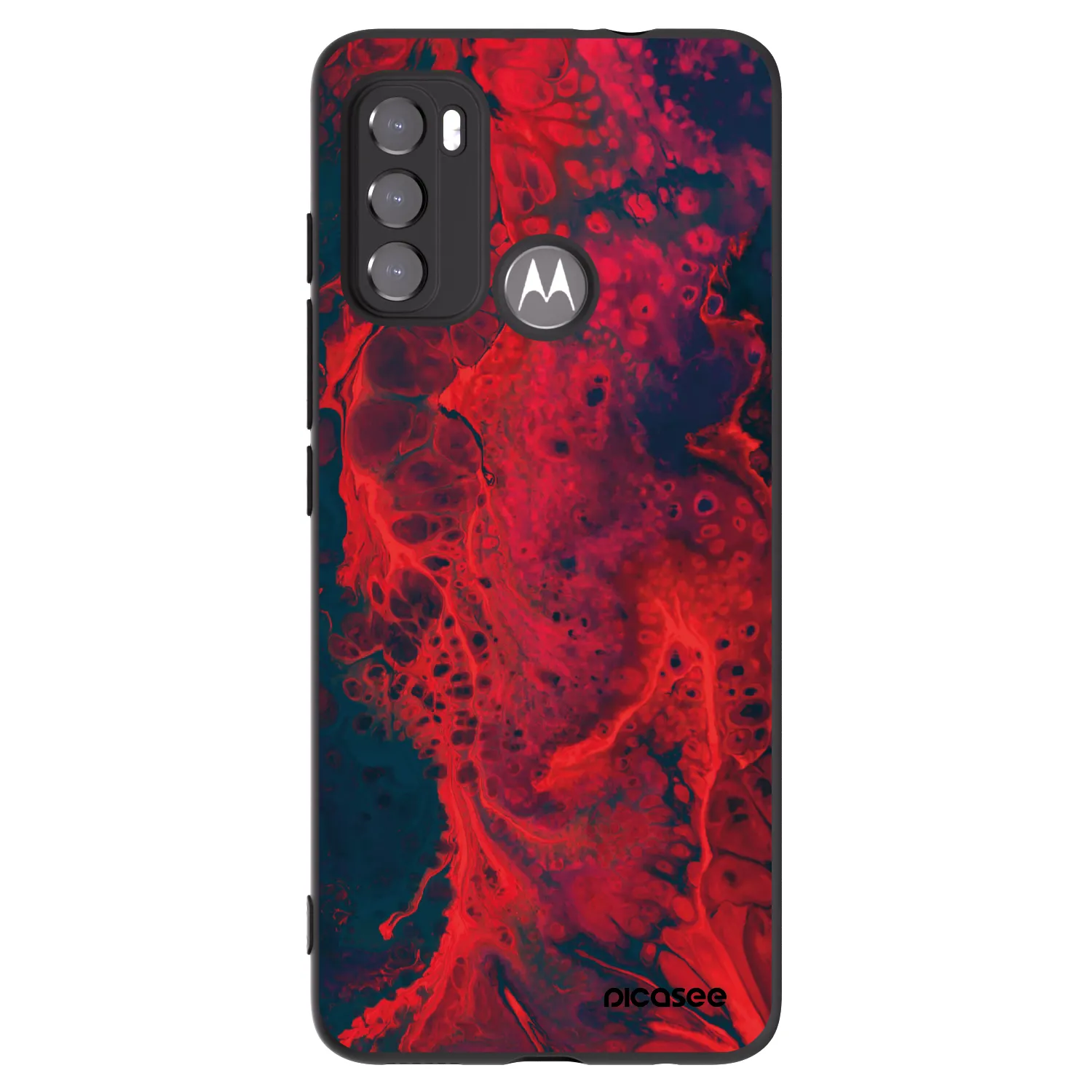Picasee husă neagră din silicon pentru Motorola Moto G60 - Organic red
