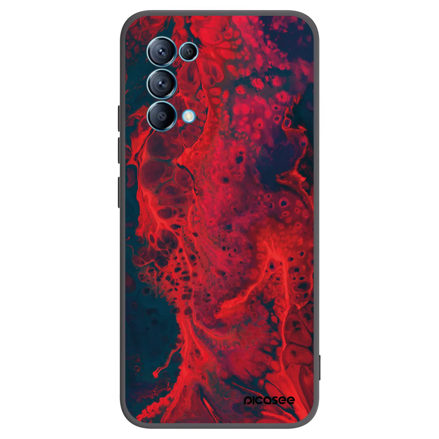 Picasee husă neagră din silicon pentru OPPO Reno 5 5G - Organic red
