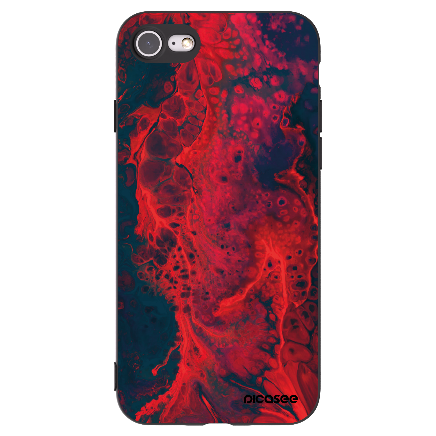 Picasee husă neagră din silicon pentru Apple iPhone 8 - Organic red