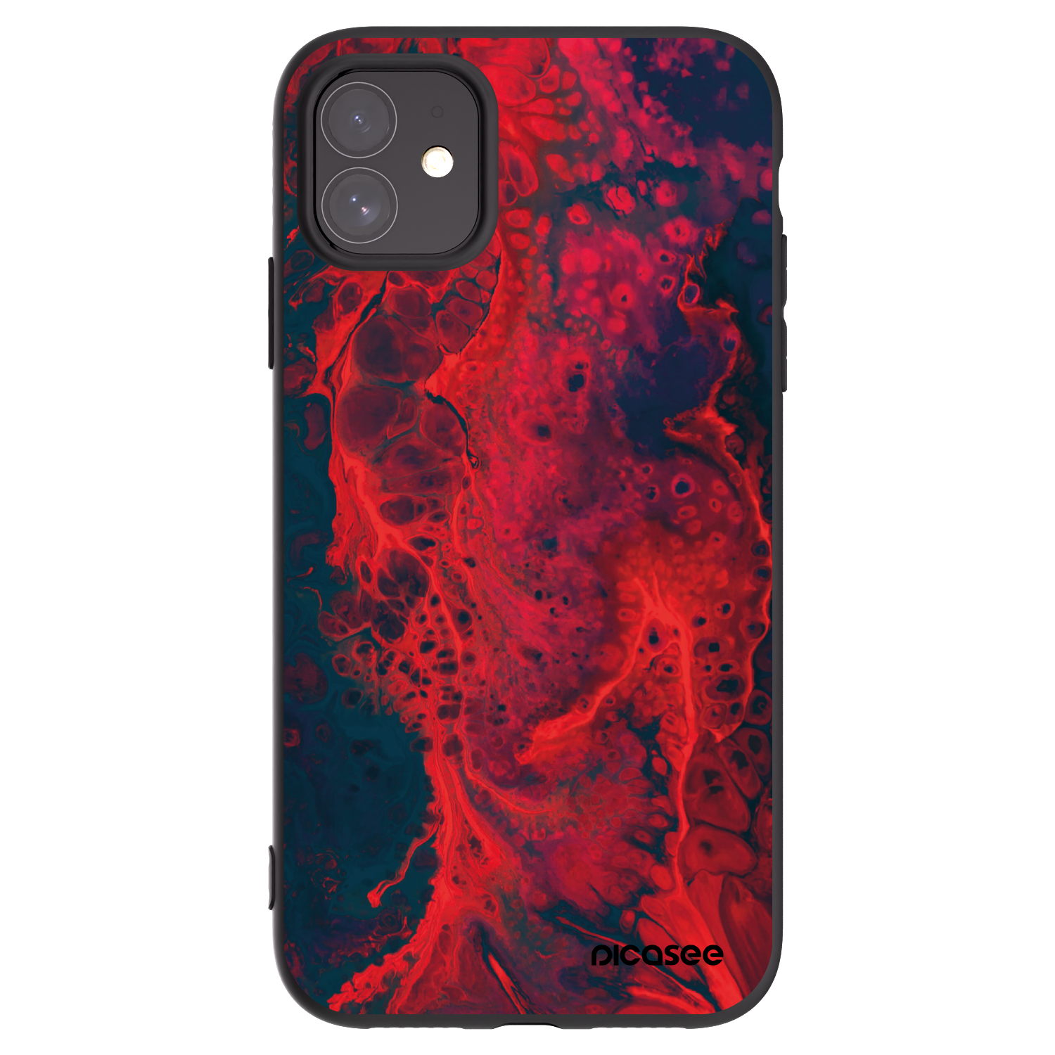 Picasee husă neagră din silicon pentru Apple iPhone 11 - Organic red