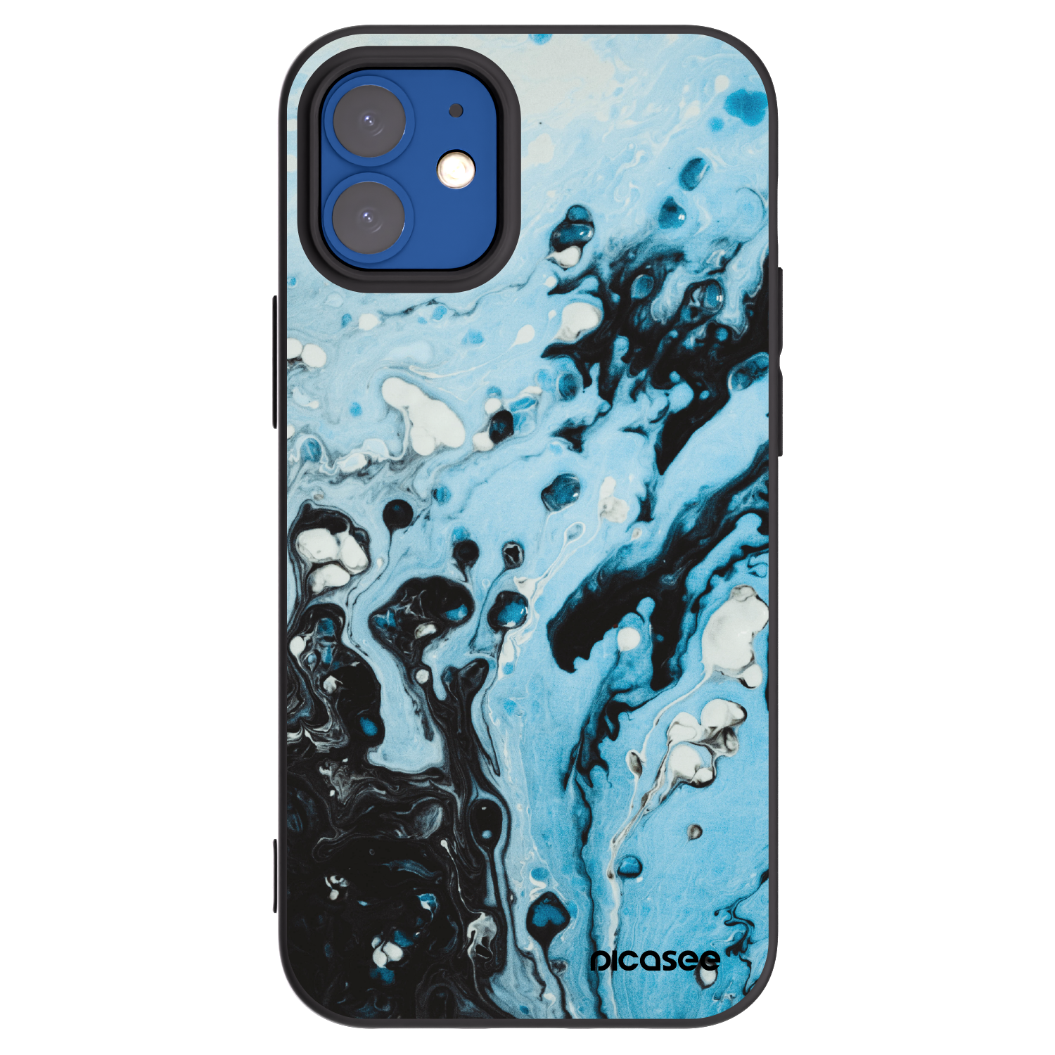 Picasee husă neagră din silicon pentru Apple iPhone 12 mini - Organic blue
