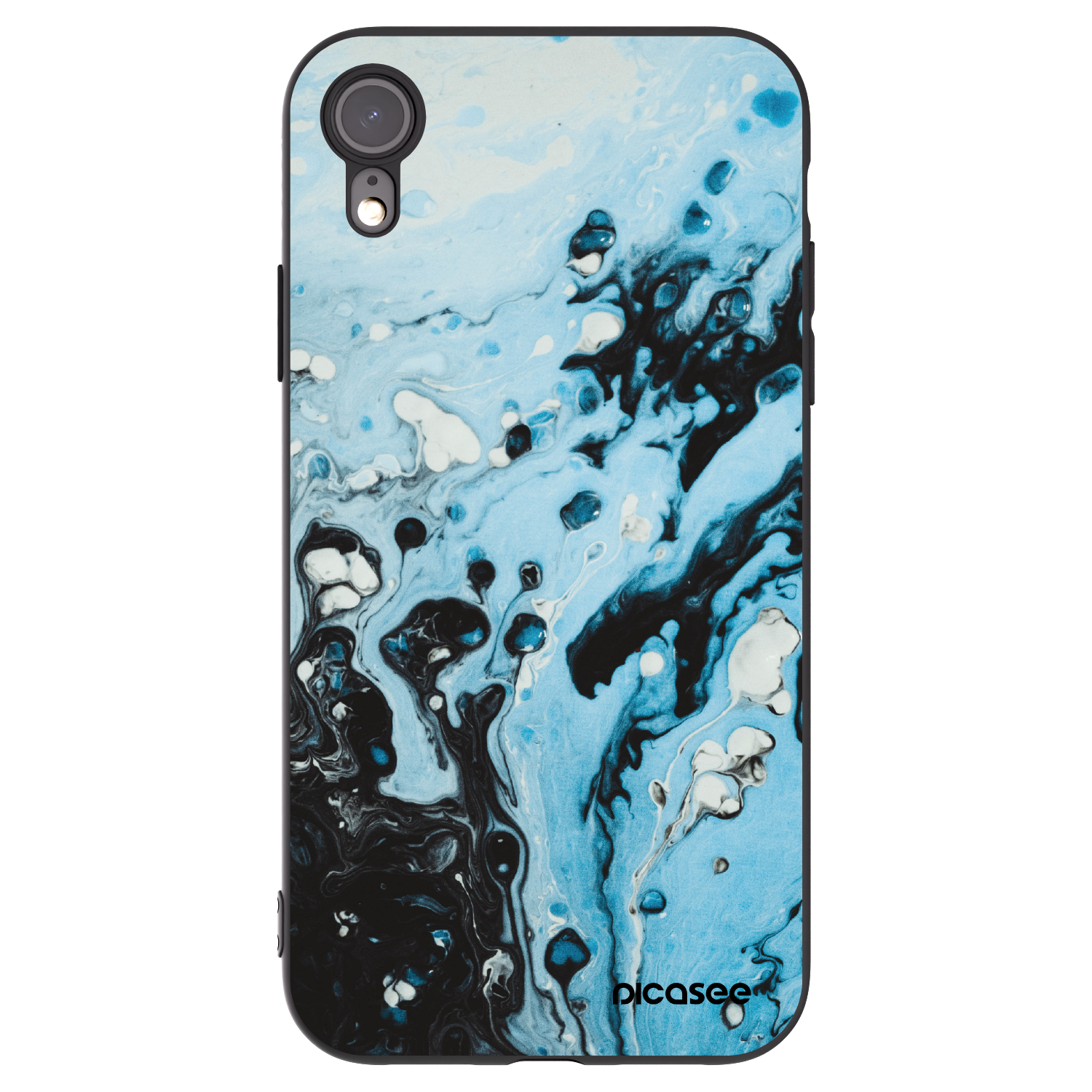 Picasee husă neagră din silicon pentru Apple iPhone XR - Organic blue