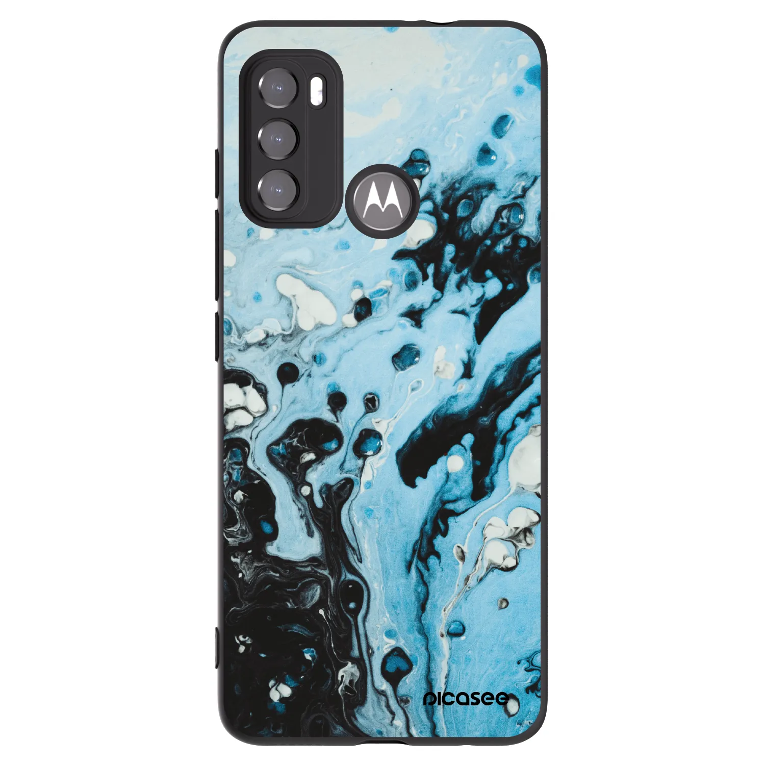 Picasee husă neagră din silicon pentru Motorola Moto G60 - Organic blue
