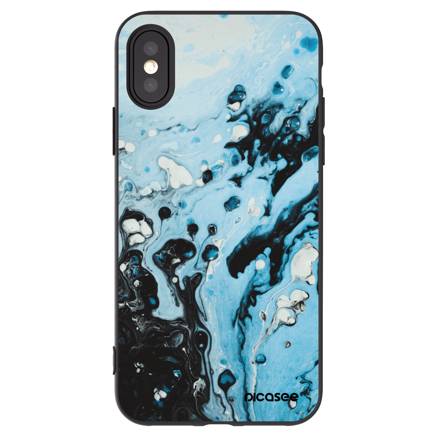 Picasee husă neagră din silicon pentru Apple iPhone X/XS - Organic blue