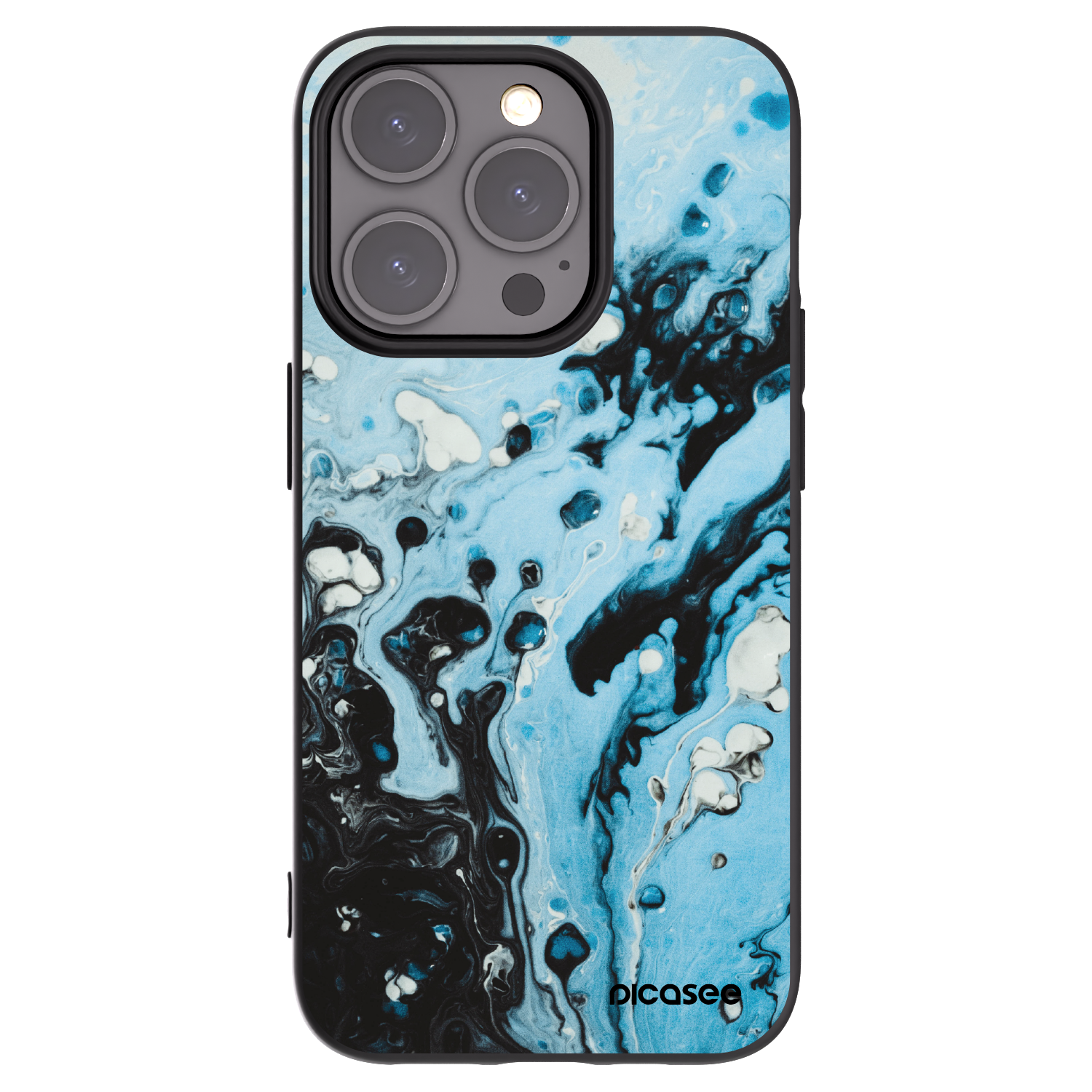 Picasee husă neagră din silicon pentru Apple iPhone 15 Pro - Organic blue