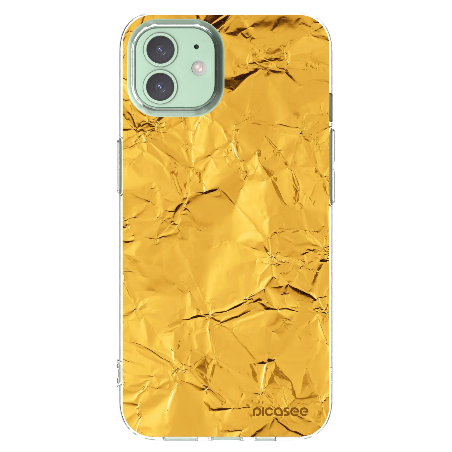 Picasee husă transparentă din silicon pentru Apple iPhone 12 - Gold