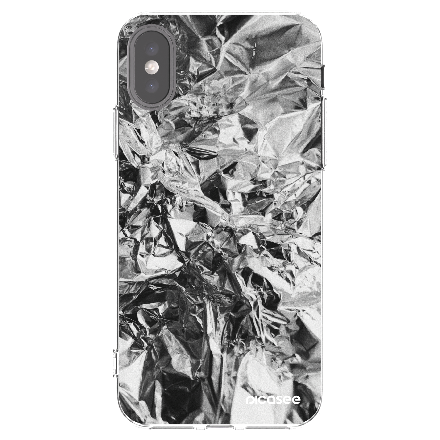 Picasee husă transparentă din silicon pentru Apple iPhone X/XS - Chrome