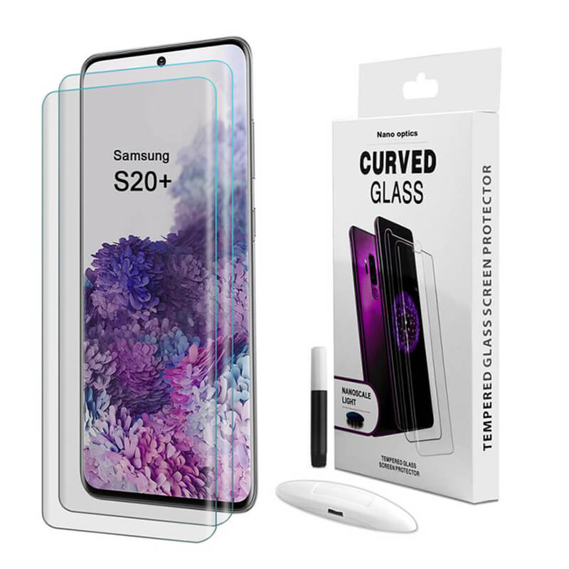 3x Picasee Sticlă securizată curbată 3D cu protecție UV pentru telefonul Samsung Galaxy S20+ G985F - 2+1 gratis
