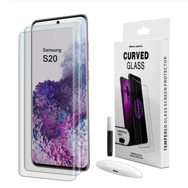3x Picasee Sticlă securizată curbată 3D cu protecție UV pentru telefonul Samsung Galaxy S20 G980F - 2+1 gratis