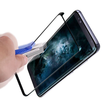 3x Picasee Sticlă securizată curbată 3D pentru Samsung Galaxy S9 G960F - neagră - 2+1 gratis