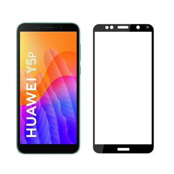3x Picasee 3D Sticlă securizată 3D cu cadru pentru Huawei Y5P - neagră - 2+1 gratis