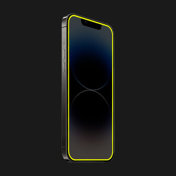 Picasee Sticla întărită de protecție cu ramă care strălucește în întuneric Apple iPhone 12 - Galbenă