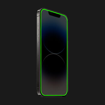 Picasee Sticla întărită de protecție cu ramă care strălucește în întuneric Apple iPhone 12 - Verde