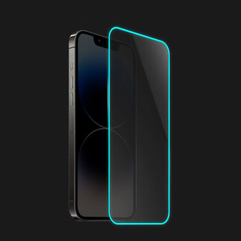 3x Sticla întărită de protecție cu ramă care strălucește în întuneric Apple iPhone 14 Pro Max - Albastru