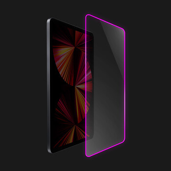 Picasee Sticla întărită de protecție cu ramă care strălucește în întuneric pe o tabletă Apple iPad Pro 11" 2022 M2 (4.generace) - Pink