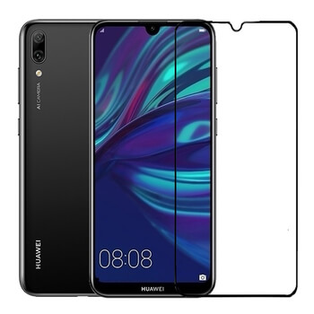 3x Picasee 3D Sticlă securizată 3D cu cadru pentru Huawei Y7 2019 - neagră - 2+1 gratis