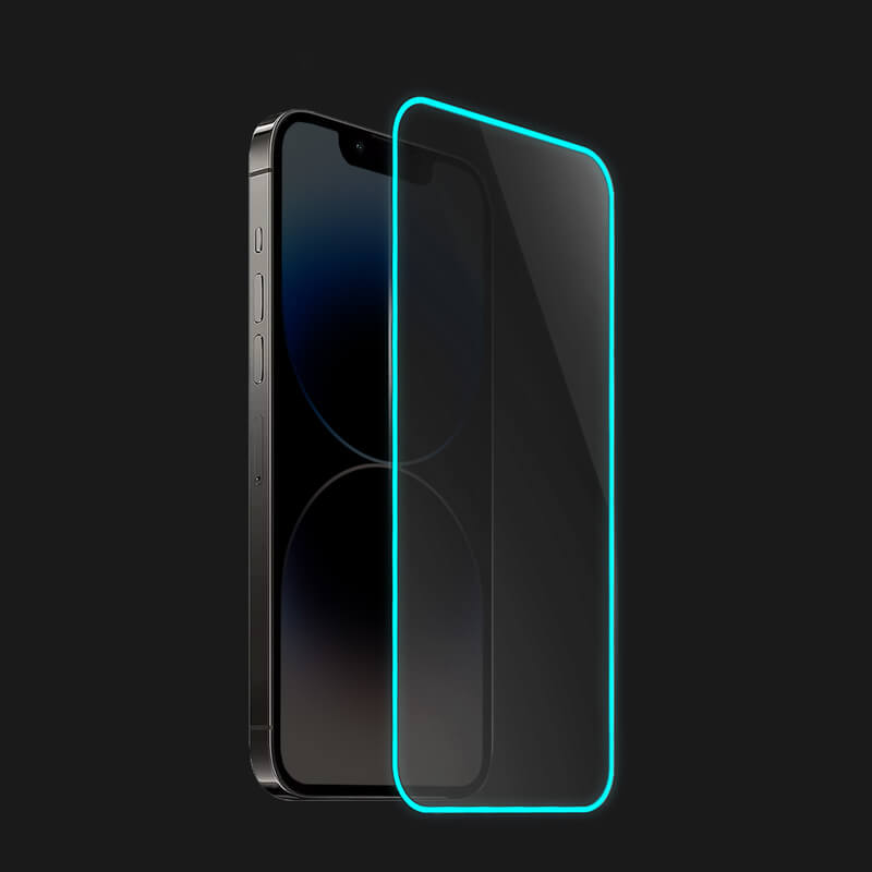 3x Picasee Sticla întărită de protecție cu ramă care strălucește în întuneric Apple iPhone SE 2020 - Albastru