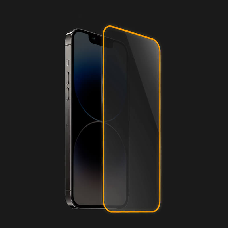 Picasee Sticla întărită de protecție cu ramă care strălucește în întuneric Apple iPhone SE 2020 - Portocaliu