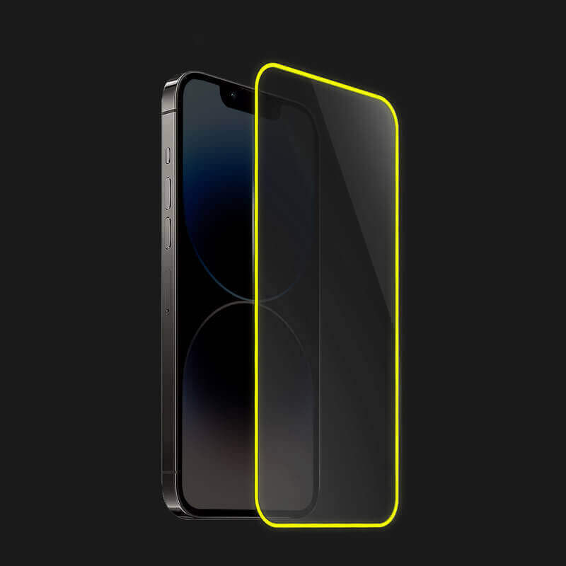 Picasee Sticla întărită de protecție cu ramă care strălucește în întuneric Samsung Galaxy A40 A405F - Galbenă