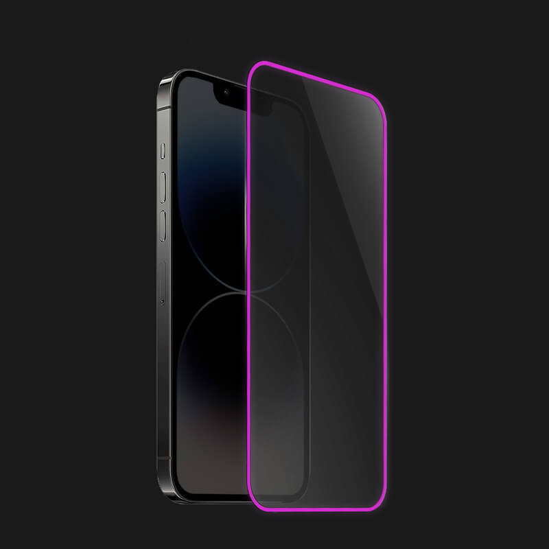 Picasee Sticla întărită de protecție cu ramă care strălucește în întuneric Apple iPhone 16 Pro - Pink